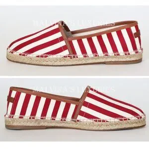DOLCE & GABBANA SHOES MENS STRIPED LINEN LEATHER PIPING ESPADRILLES EU 40 / US 7 DOLCE & GABBANA SHOES MENS STRIPED LINEN LEATHER PIPING  main image 2